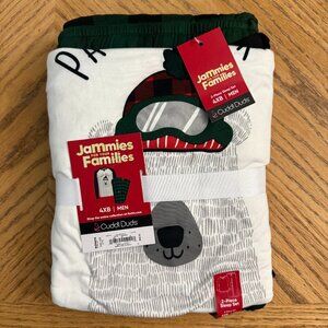 Cuddl Duds Pajamas Papa Bear Jammies Green and Black Check Size 4XB